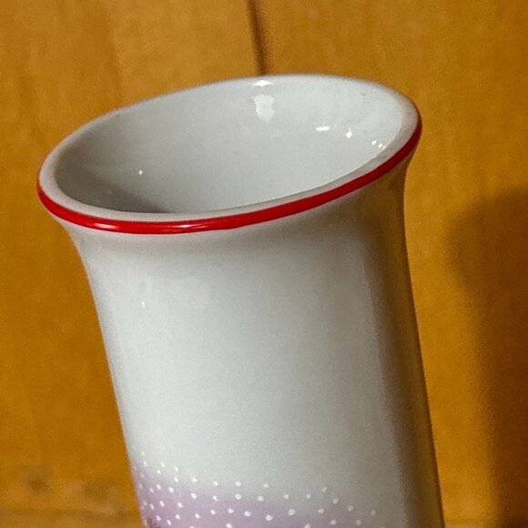 Vtg NWT Porcelain Christmas Bud Vase Basket Set Miniature Santa Sled 2 Piece Box - Picture 15 of 16